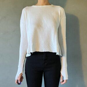 Enza Costa Boxy Cashmere Blend Waffle L/S Crew - XS